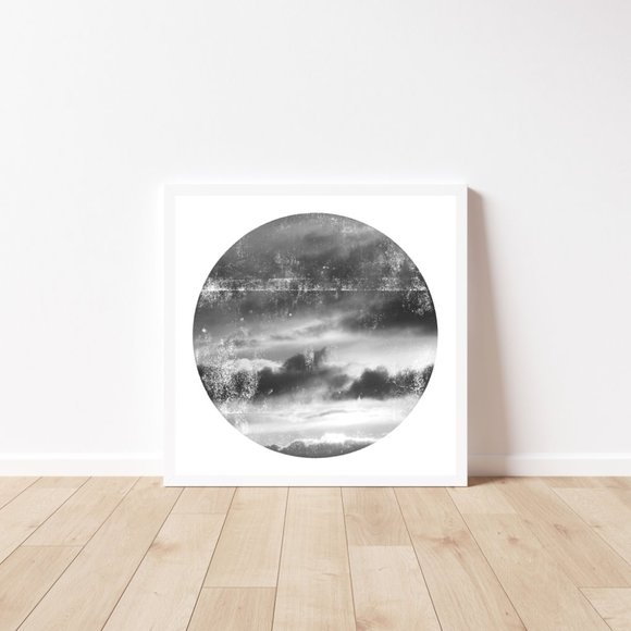 Unframed minimalist 12x12 B&W cloud art print - Picture 3 of 3